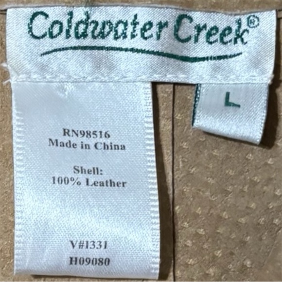 Coldwater Creek TAN 100% leather VEST open front with lace cut outs size L - Picture 4 of 8